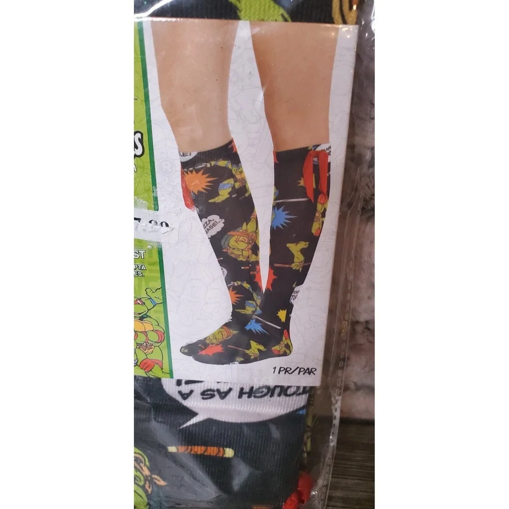 Nickelodeon Teenage Mutant Ninja Turtles TMNT Knee High Socks Adult OSFM New Bow